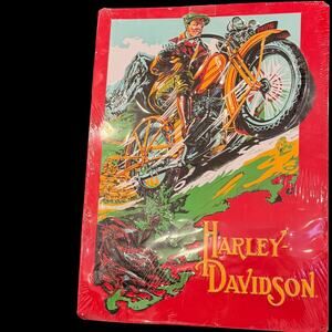 Harley-Davidson Embossed Tin Sign Ande Rooney 11 Motorcycle Rider Art Metal Red